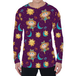 Cute Cartoon Virgo Pattern Print Men's Long Sleeve T-Shirt