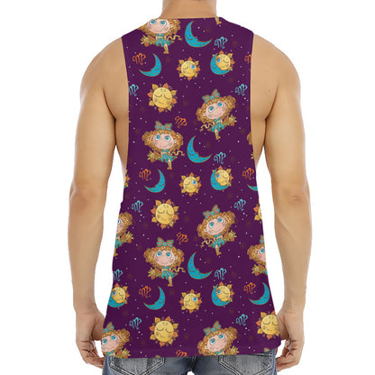 Cute Cartoon Virgo Pattern Print Men's Muscle Tank Top
