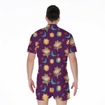 Cute Cartoon Virgo Pattern Print Men's Rompers