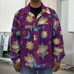 Cute Cartoon Virgo Pattern Print Men's Shirt Jacket