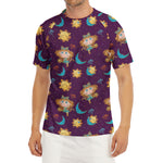 Cute Cartoon Virgo Pattern Print Men's Short Sleeve Rash Guard