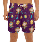 Cute Cartoon Virgo Pattern Print Men's Split Running Shorts