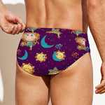 Cute Cartoon Virgo Pattern Print Men's Swim Briefs