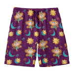 Cute Cartoon Virgo Pattern Print Men's Swim Trunks