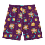 Cute Cartoon Virgo Pattern Print Men's Swim Trunks