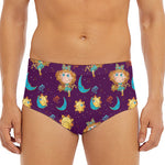 Cute Cartoon Virgo Pattern Print Men's Triangle Swim Briefs