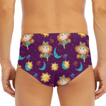 Cute Cartoon Virgo Pattern Print Men's Triangle Swim Briefs