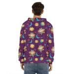Cute Cartoon Virgo Pattern Print Men's Velvet Pullover Hoodie