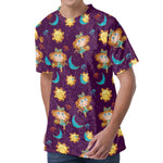 Cute Cartoon Virgo Pattern Print Men's Velvet T-Shirt
