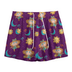 Cute Cartoon Virgo Pattern Print Mesh Shorts