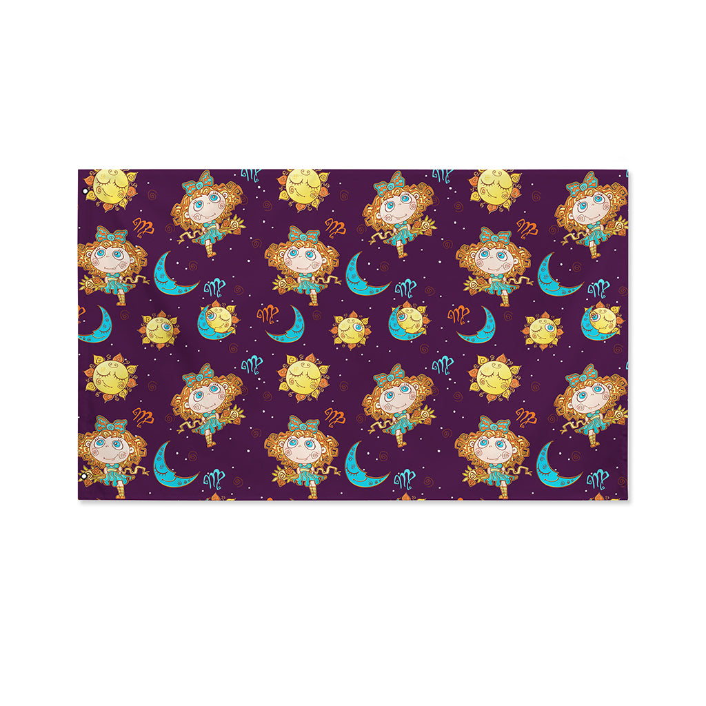 Cute Cartoon Virgo Pattern Print Polyester Flag