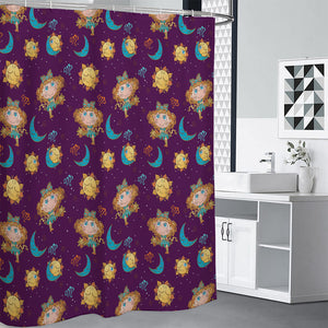 Cute Cartoon Virgo Pattern Print Premium Shower Curtain