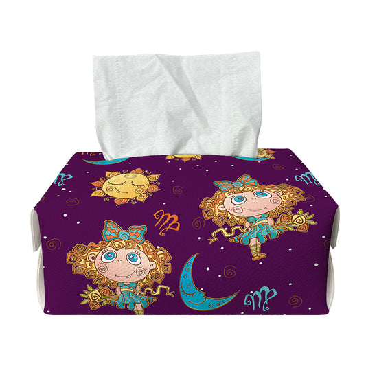 Cute Cartoon Virgo Pattern Print Rectangle Tissue Box Cover