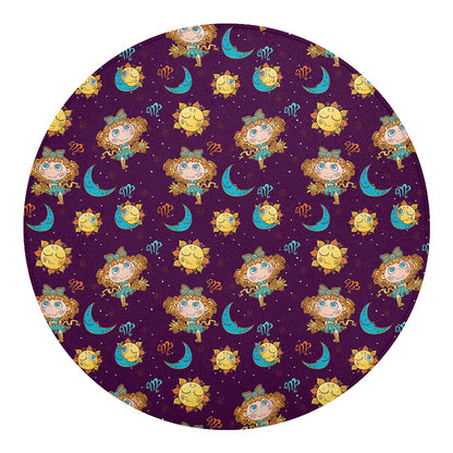 Cute Cartoon Virgo Pattern Print Round Blanket