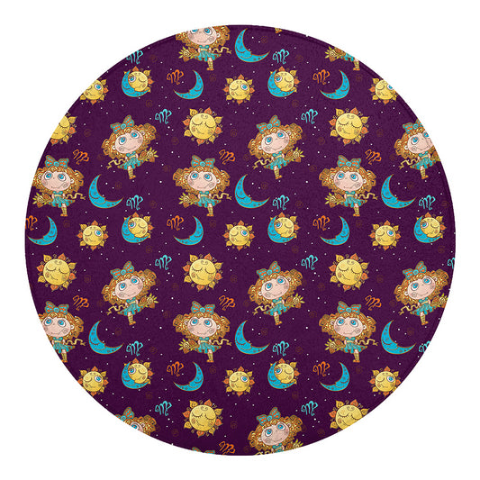 Cute Cartoon Virgo Pattern Print Round Blanket