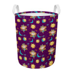 Cute Cartoon Virgo Pattern Print Round Laundry Basket