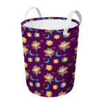 Cute Cartoon Virgo Pattern Print Round Laundry Basket
