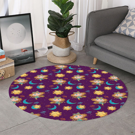 Cute Cartoon Virgo Pattern Print Round Rug