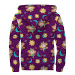 Cute Cartoon Virgo Pattern Print Sherpa Lined Zip Up Hoodie