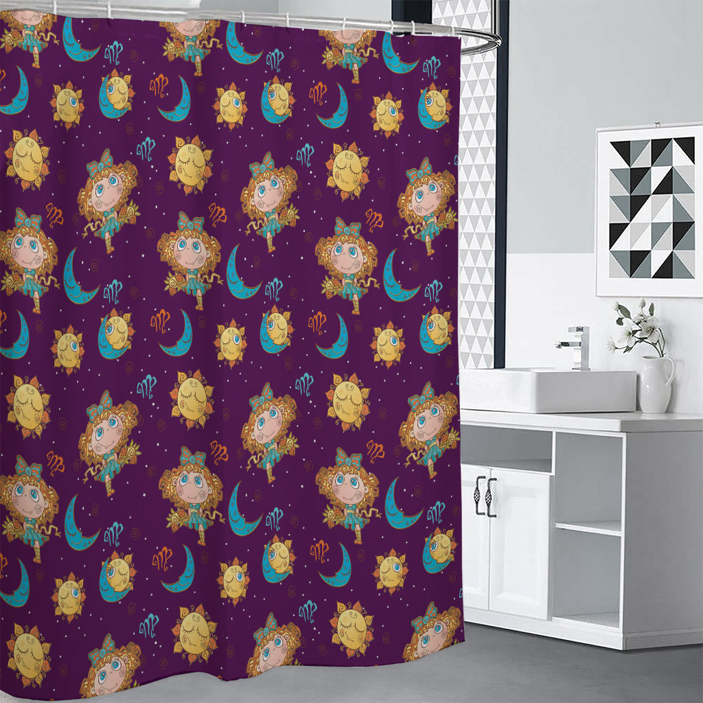 Cute Cartoon Virgo Pattern Print Shower Curtain