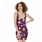 Cute Cartoon Virgo Pattern Print Sleeveless Bodycon Dress