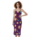 Cute Cartoon Virgo Pattern Print Slim Fit Midi Cami Dress