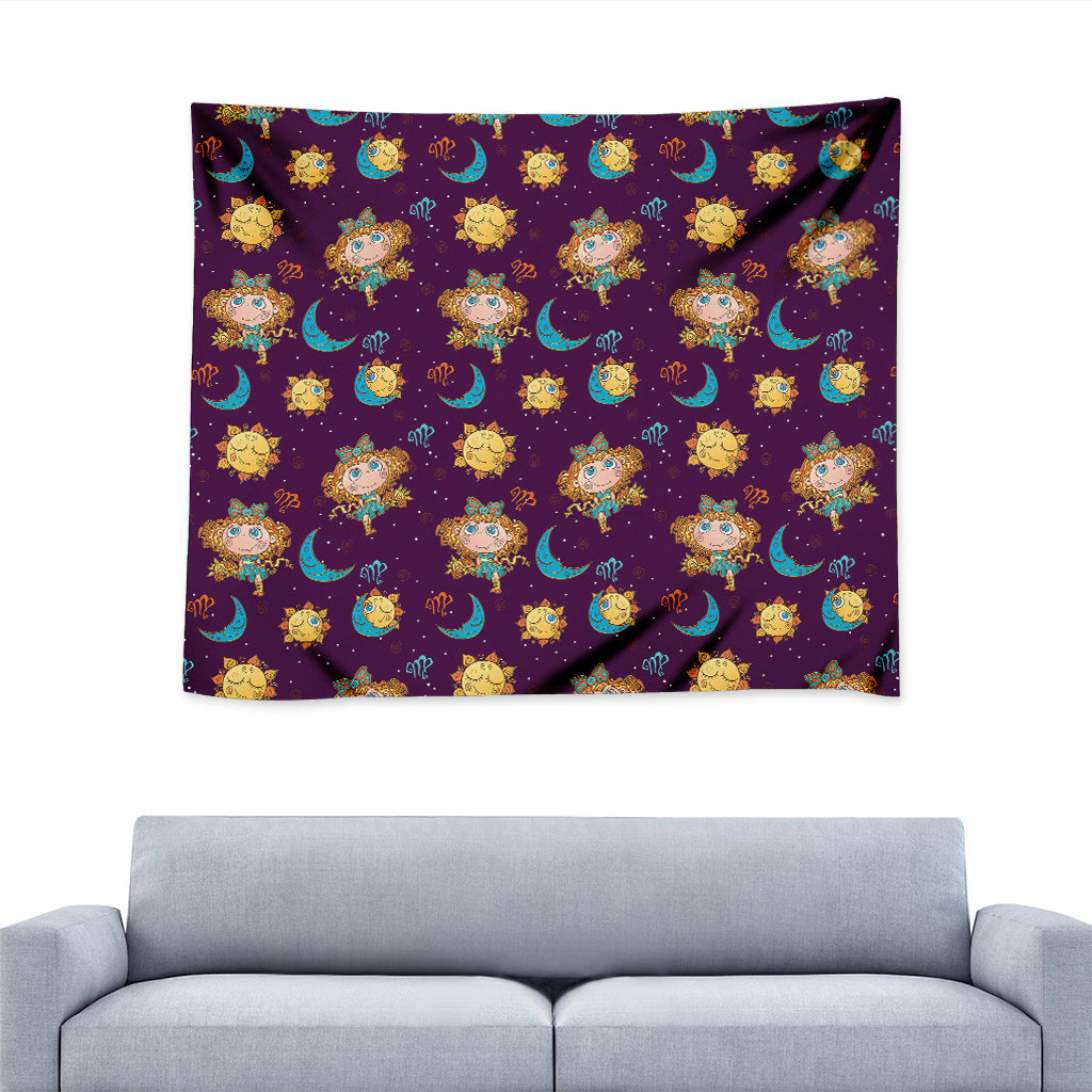 Cute Cartoon Virgo Pattern Print Tapestry