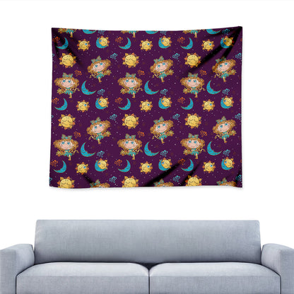 Cute Cartoon Virgo Pattern Print Tapestry
