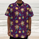 Cute Cartoon Virgo Pattern Print Textured Short Sleeve Shirt