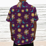 Cute Cartoon Virgo Pattern Print Textured Short Sleeve Shirt