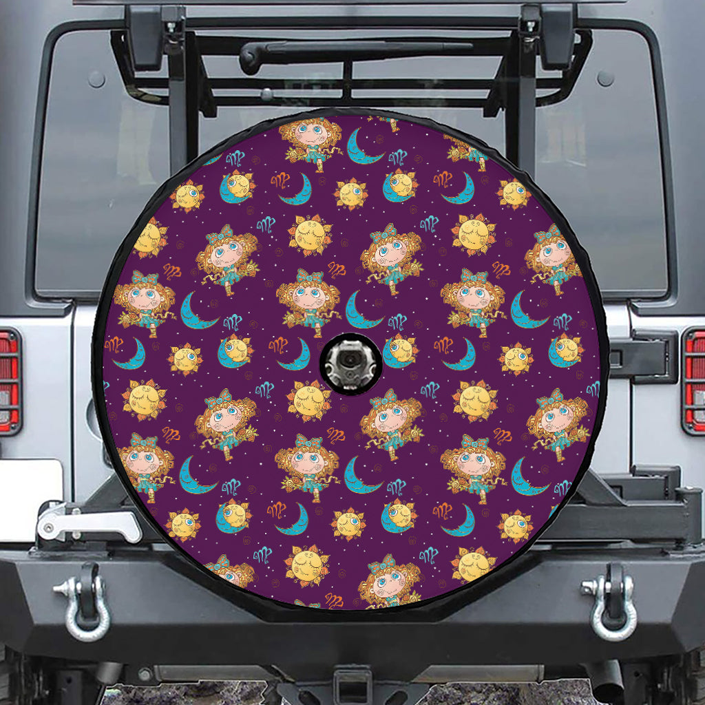 Cute Cartoon Virgo Pattern Print Tire Cover With Camera Hole