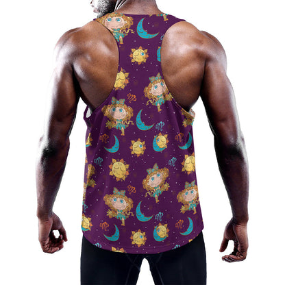 Cute Cartoon Virgo Pattern Print Training Tank Top