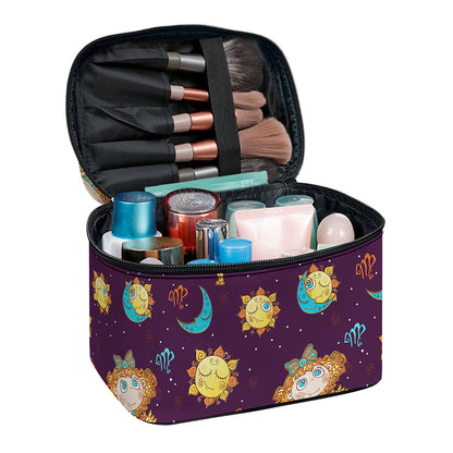 Cute Cartoon Virgo Pattern Print Travel Makeup Bag