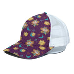 Cute Cartoon Virgo Pattern Print White Mesh Trucker Cap