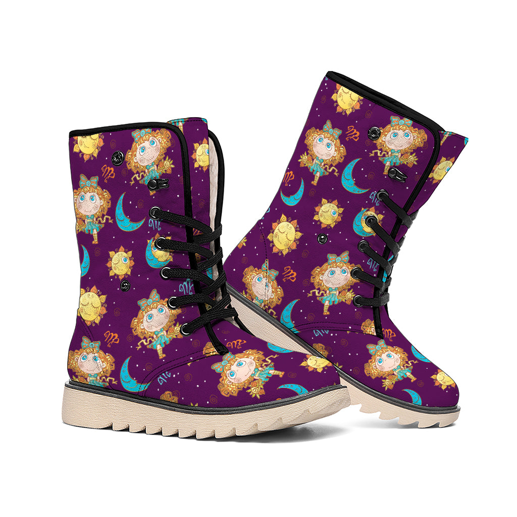 Cute Cartoon Virgo Pattern Print Winter Boots