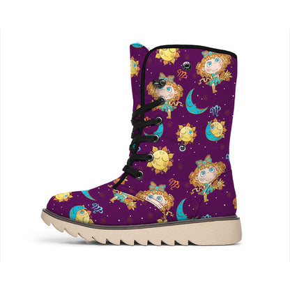 Cute Cartoon Virgo Pattern Print Winter Boots