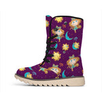 Cute Cartoon Virgo Pattern Print Winter Boots