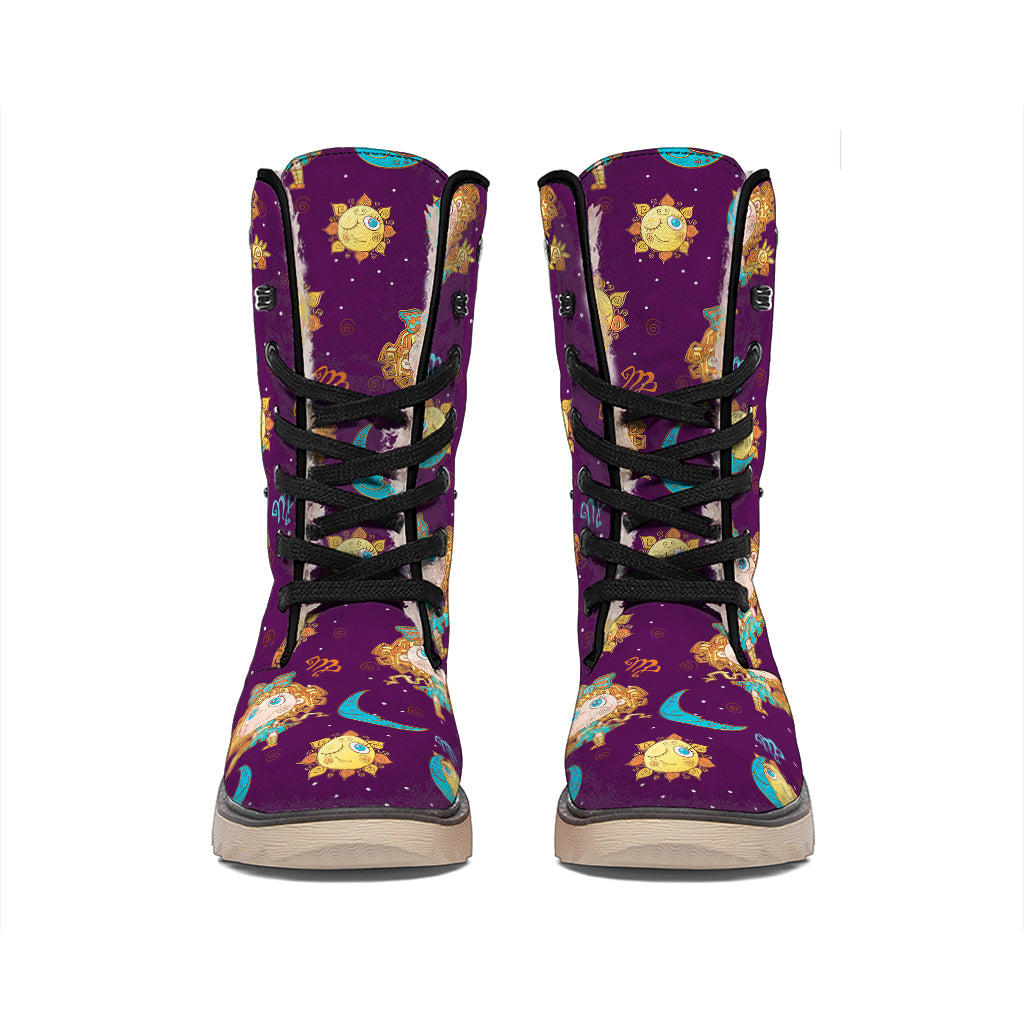Cute Cartoon Virgo Pattern Print Winter Boots