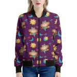 Cute Cartoon Virgo Pattern Print Women's Bomber Jacket