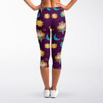 Cute Cartoon Virgo Pattern Print Women's Capri Leggings