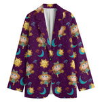 Cute Cartoon Virgo Pattern Print Women's Cotton Blazer