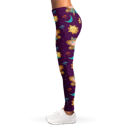 Cute Cartoon Virgo Pattern Print Women's Leggings
