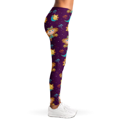 Cute Cartoon Virgo Pattern Print Women's Leggings