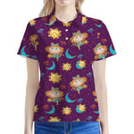 Cute Cartoon Virgo Pattern Print Women's Polo Shirt