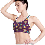 Cute Cartoon Virgo Pattern Print Women's Sports Bra