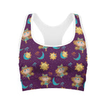 Cute Cartoon Virgo Pattern Print Women's Sports Bra