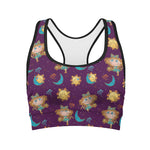 Cute Cartoon Virgo Pattern Print Women's Sports Bra