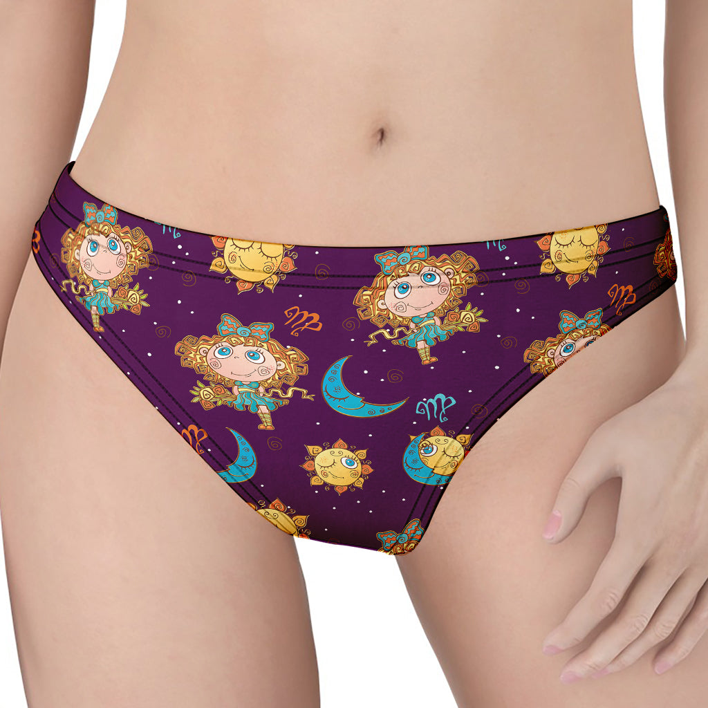 Cute Cartoon Virgo Pattern Print Women's Thong