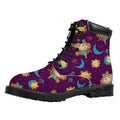 Cute Cartoon Virgo Pattern Print Padded Collar Lace Up Boots