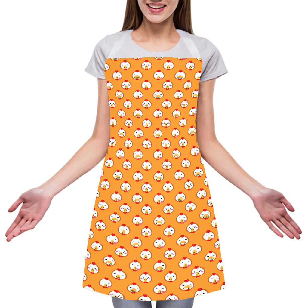 Cute Chicken Emoji Pattern Print Adjustable Apron